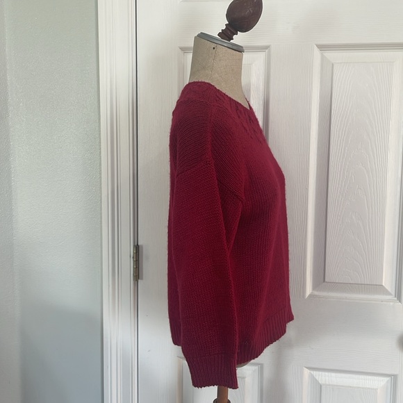 Vintage Alison J Burgundy red pull over cable knit sweater women’s petite P - Picture 3 of 7